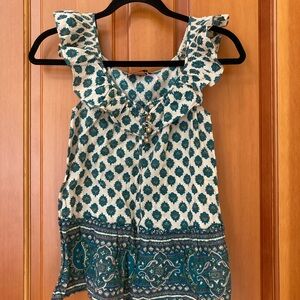 Juicy couture Floral Ruffle Sleeveless Top - Green and White size small